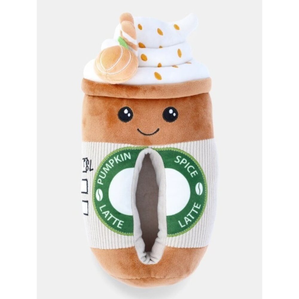 NEW Feetmoji Women's SIZE 7 Pumpkin Latte Plush Slippers Cozy Pumpkin Latte